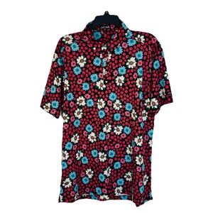 Bad Birdie Men’s Large Austin Flowers Multicolor Floral Golf Polo Shirt